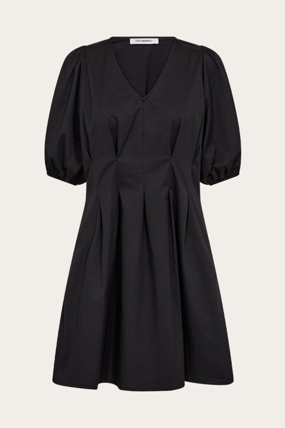 Poppy Pleat Crop Dress Black
