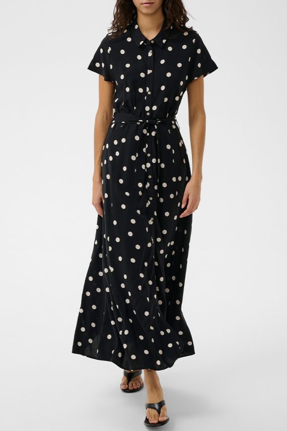 SLArjana Maxi Dress SS Black/Oatmeal Dots