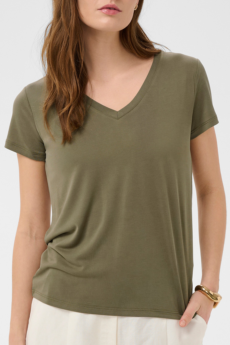 SLColumbine V-Neck SS Dusky Green