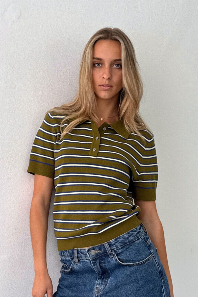 Aduna Polo Knit Olive/Blue