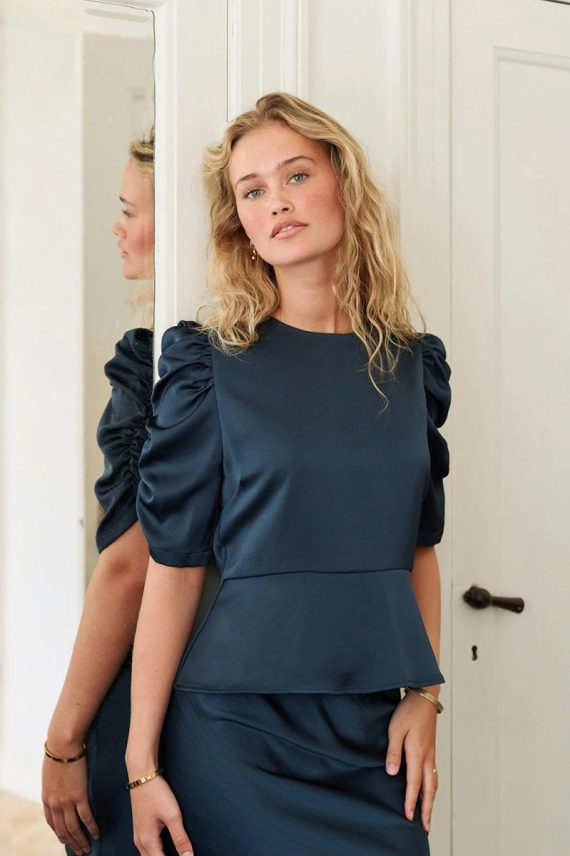 Benua Heavy Sateen Blouse Midnight Blue