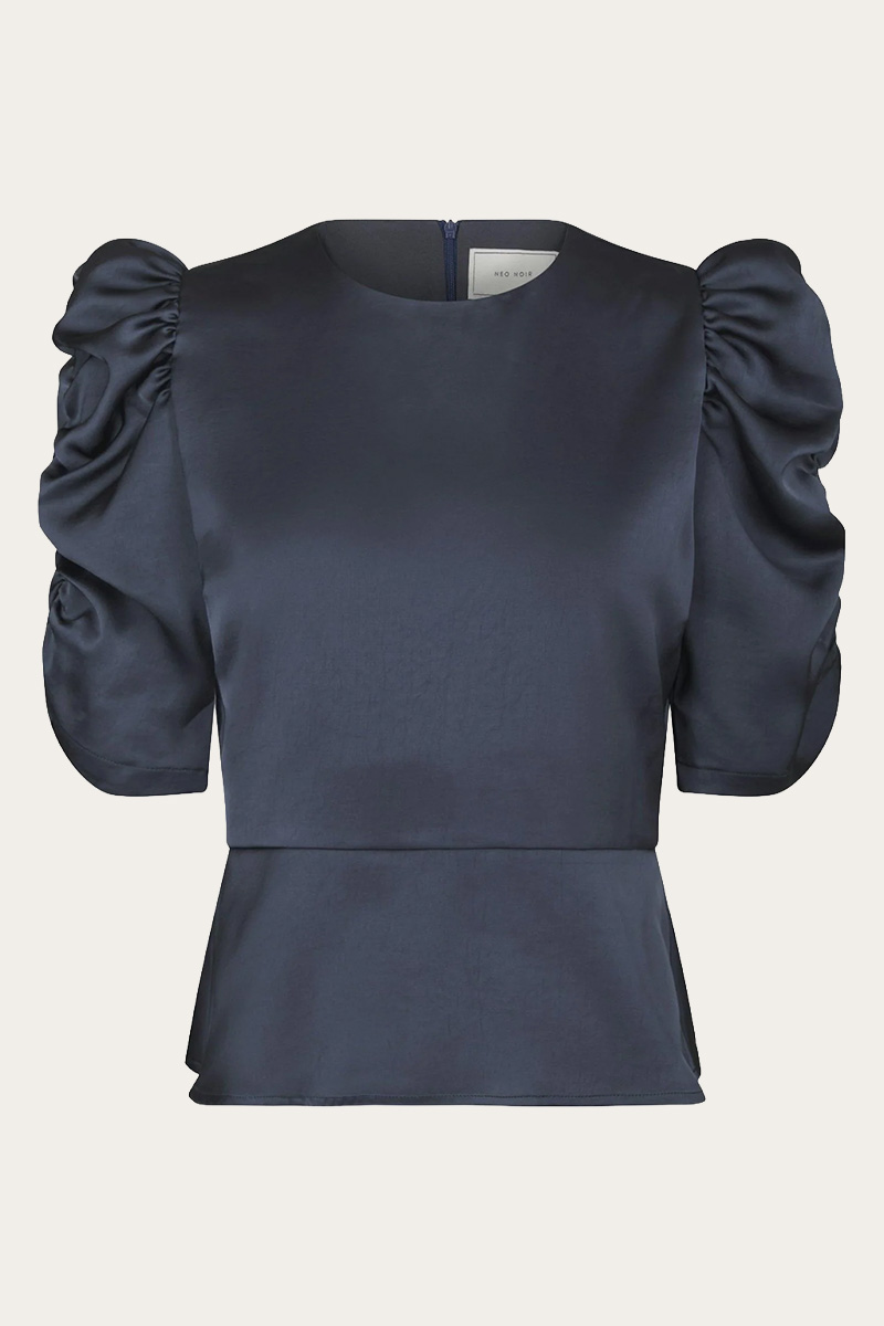 Benua Heavy Sateen Blouse Midnight Blue - Bilde 2