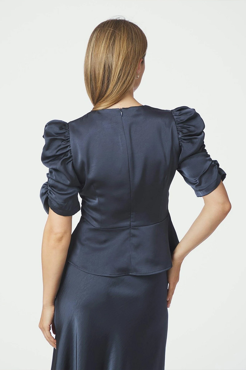 Benua Heavy Sateen Blouse Midnight Blue - Bilde 4