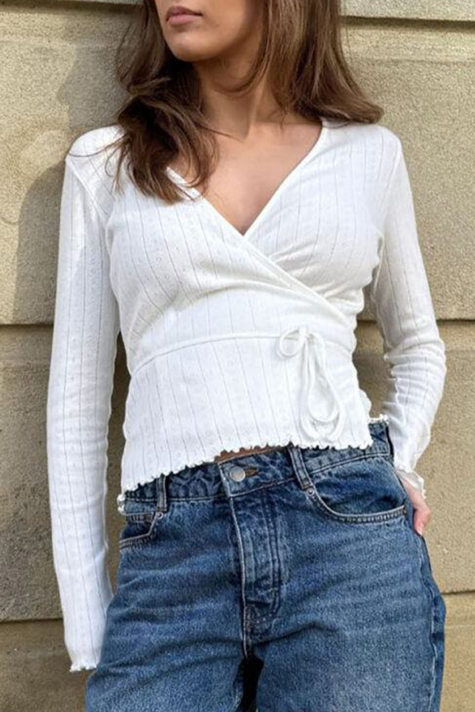 Cara Wrap Pointelle Off White