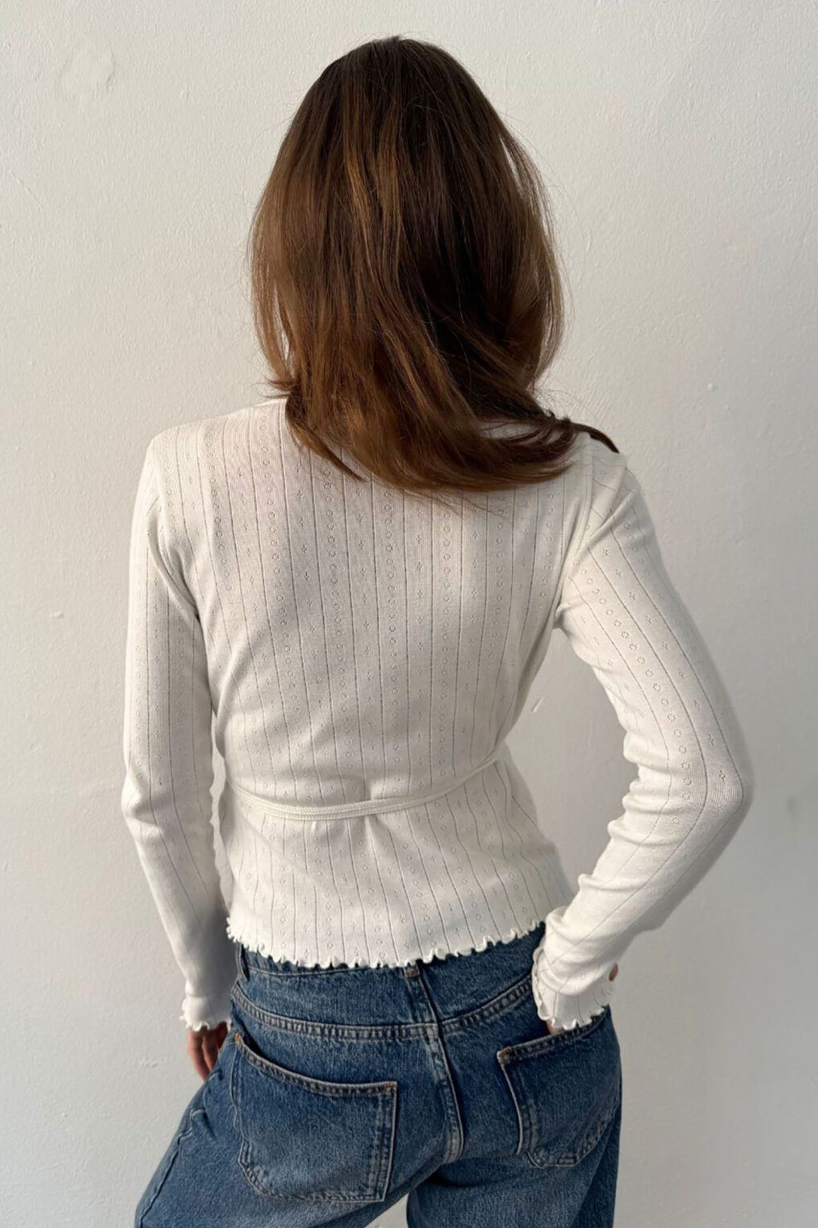 Cara Wrap Pointelle Off White - Bilde 3