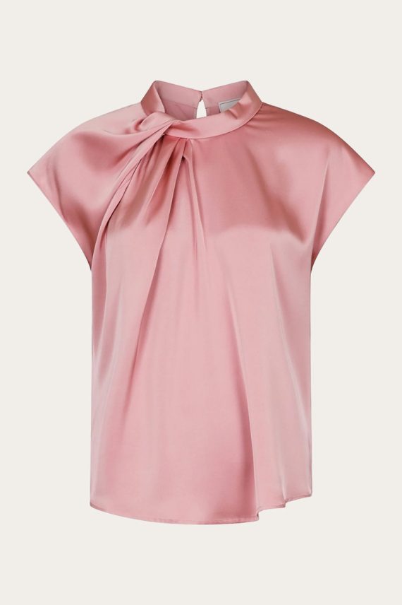 Fleur Drapy Satin Blouse Light Pink
