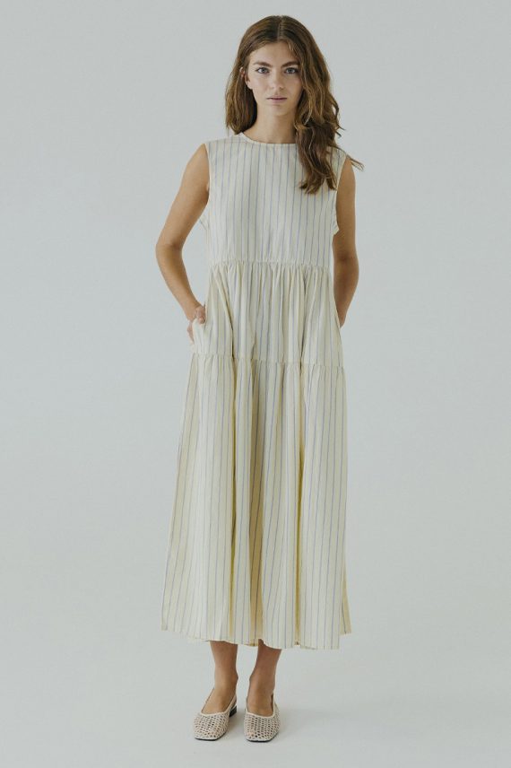 Frikka Maxi Dress Light Yellow Stripe