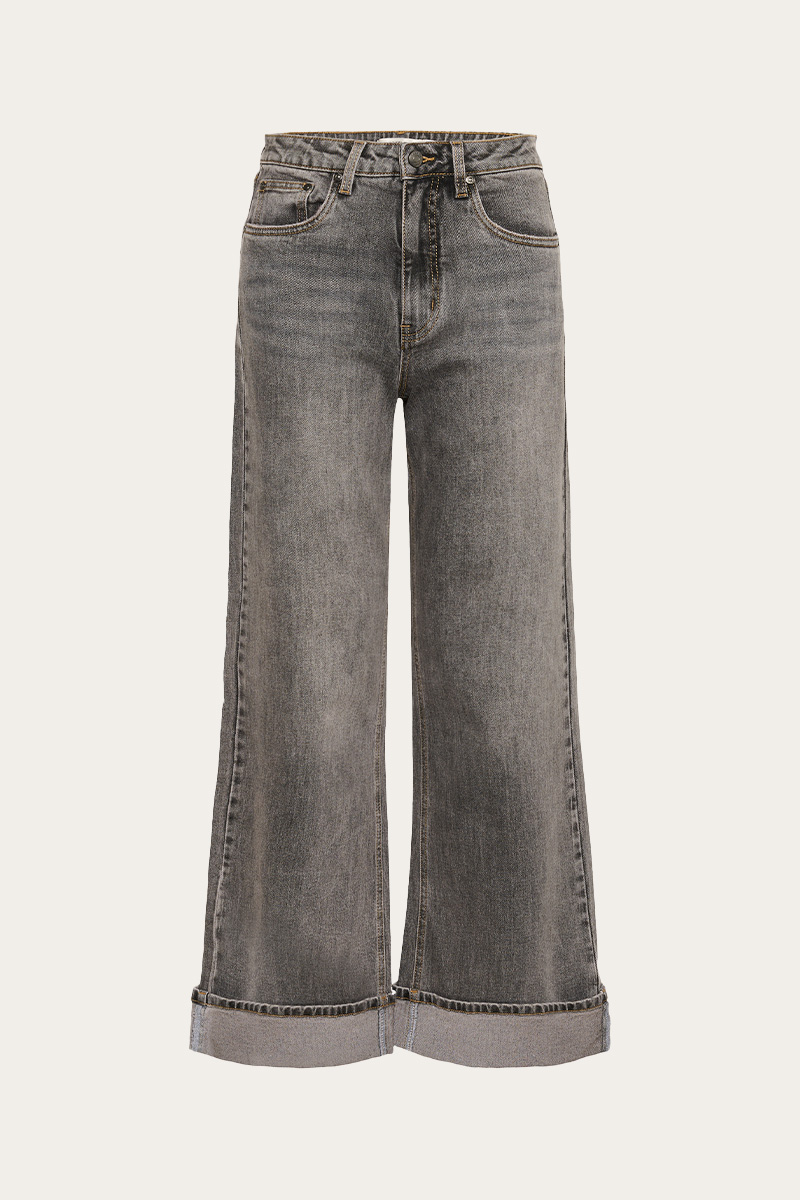 Sara HW Wide Jeans Washed Light Grey - Bilde 4