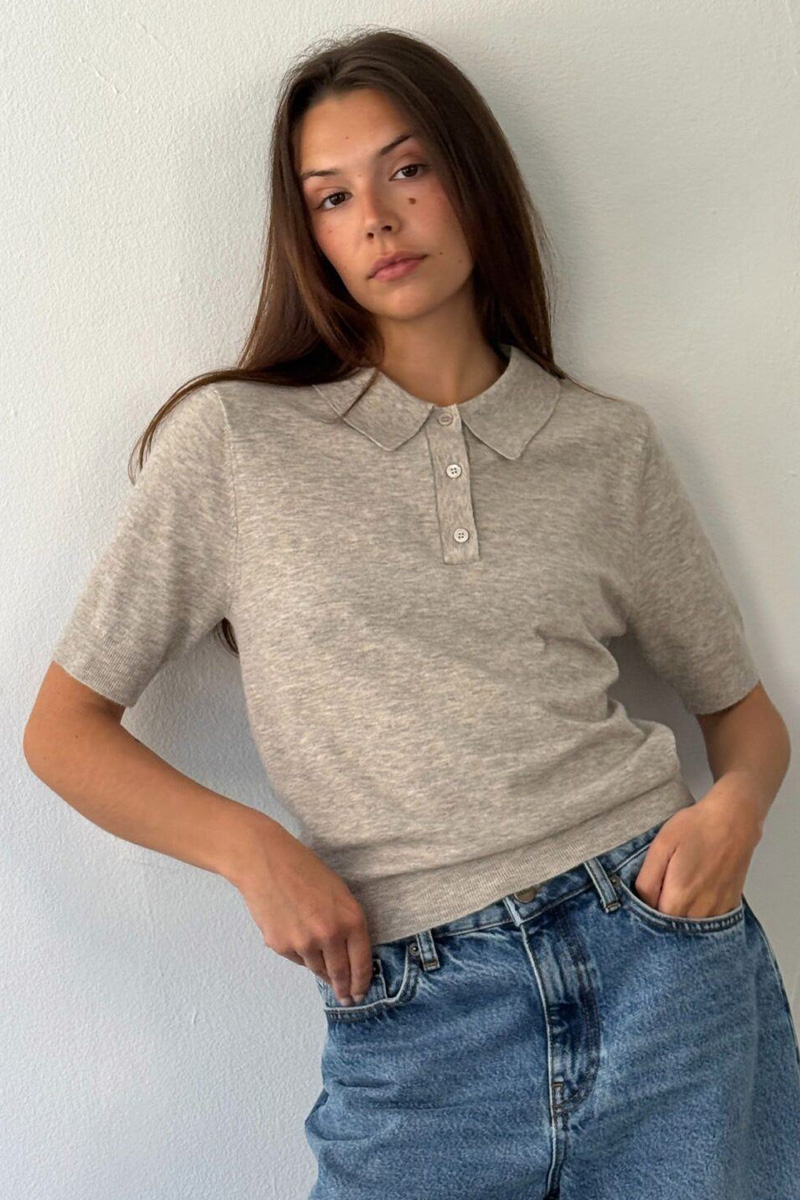 Mynthe Polo Knit Beige Melange