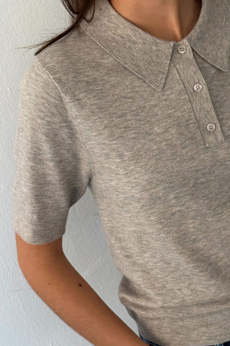 Mynthe Polo Knit Beige Melange - Bilde 2
