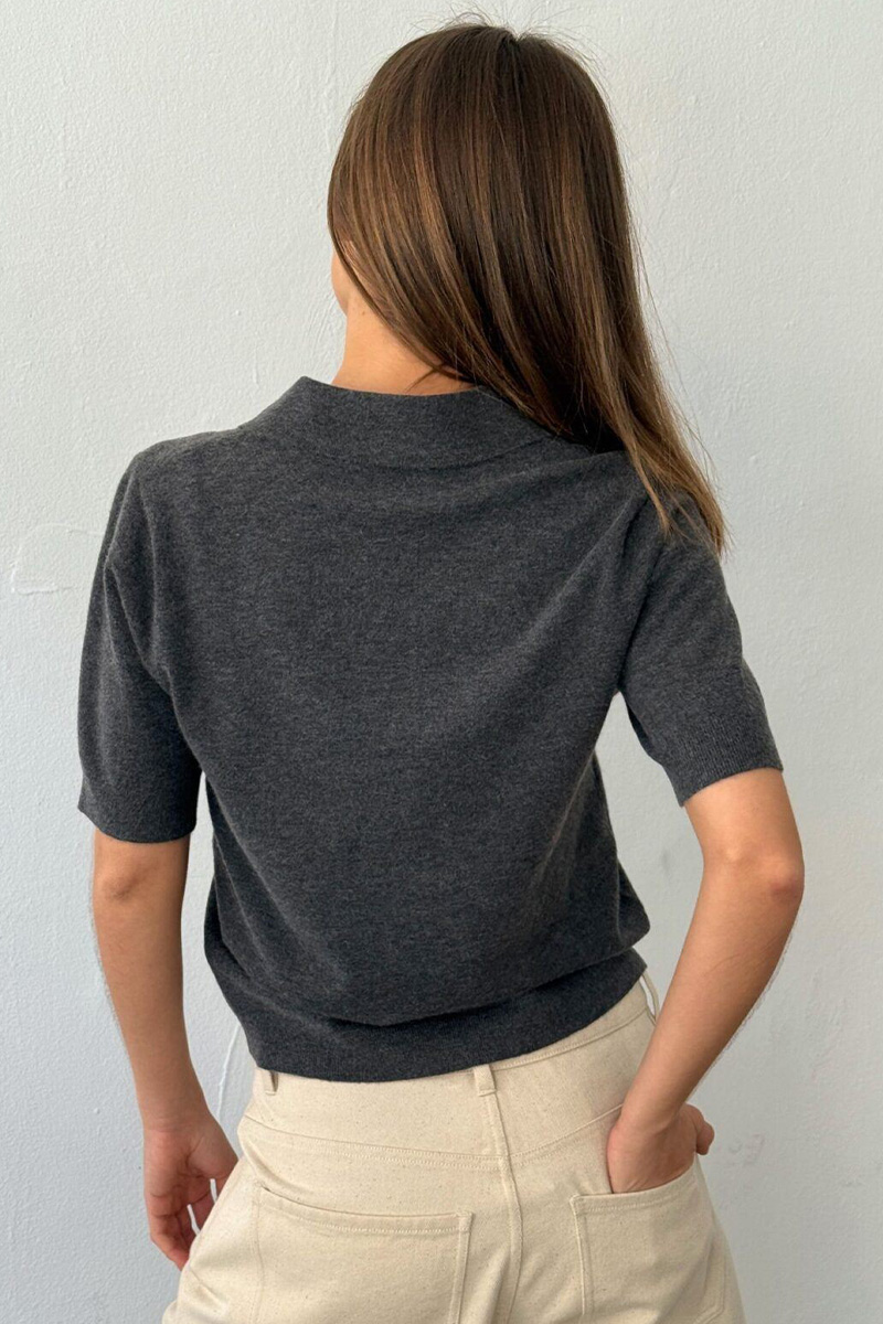 Mynthe Polo Knit Dark Grey Melange - Bilde 2