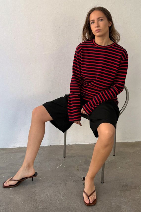 Nete O-neck Tee Navy/Red