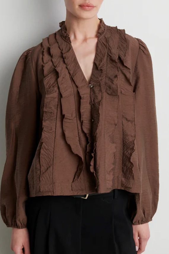 Rayna Frill Blouse Brown