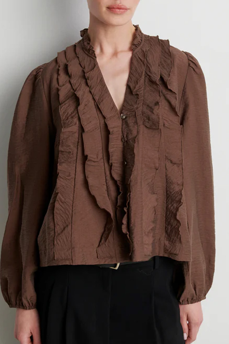 Rayna Frill Blouse Brown