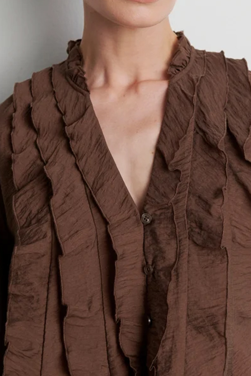 Rayna Frill Blouse Brown - Bilde 2