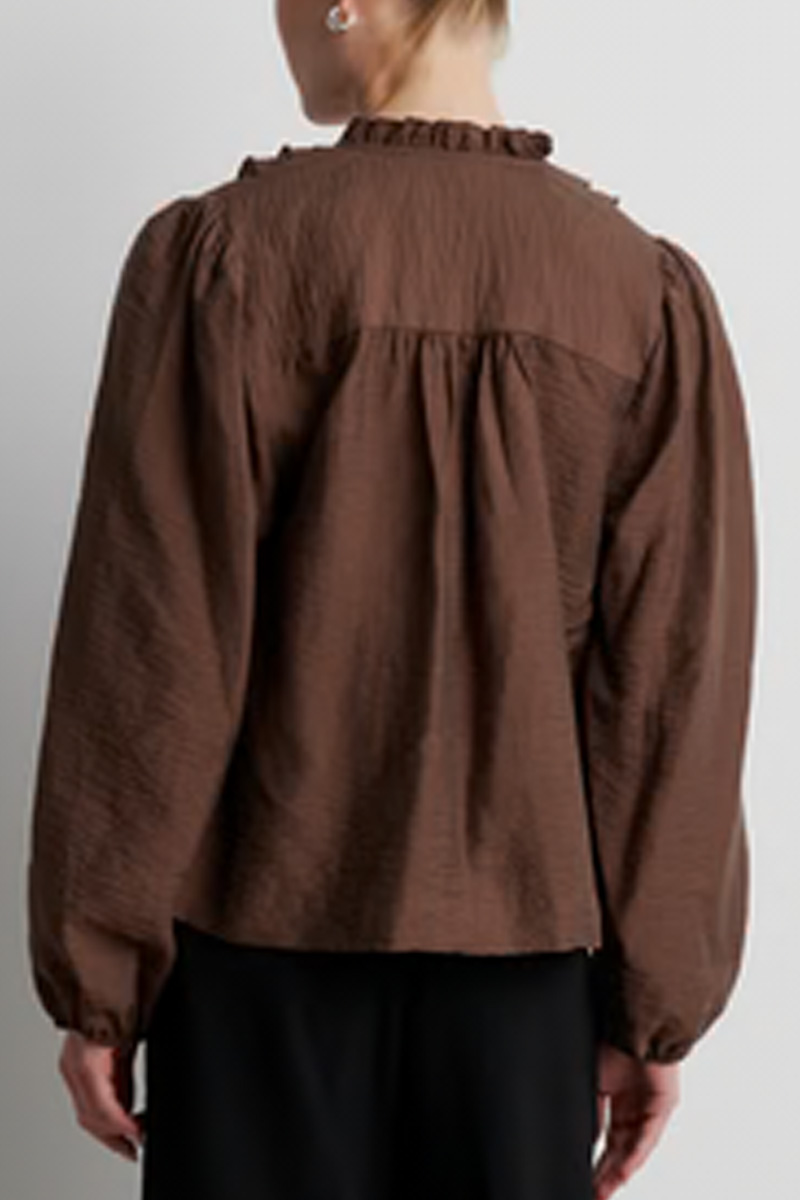 Rayna Frill Blouse Brown - Bilde 3