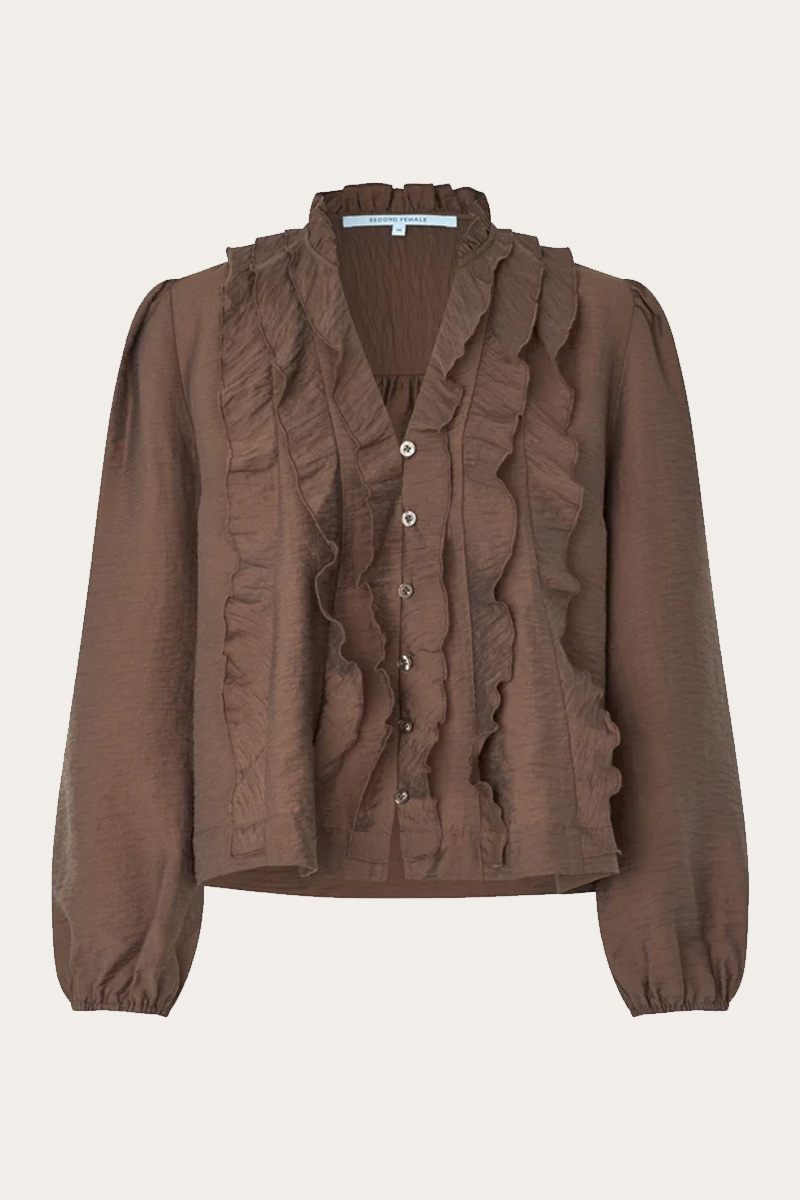 Rayna Frill Blouse Brown - Bilde 4