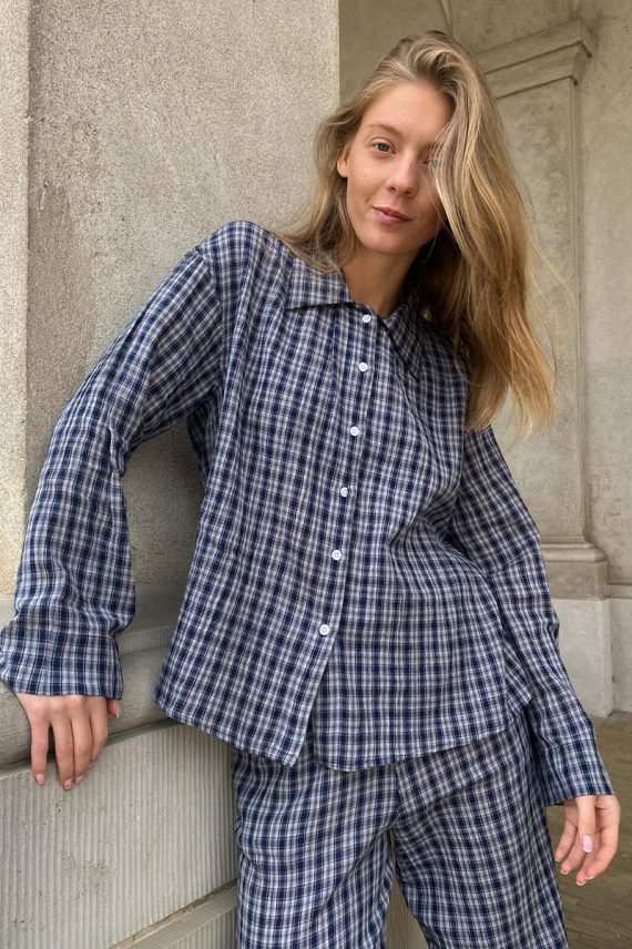 Tinsi Shirt Check Grey/Navy