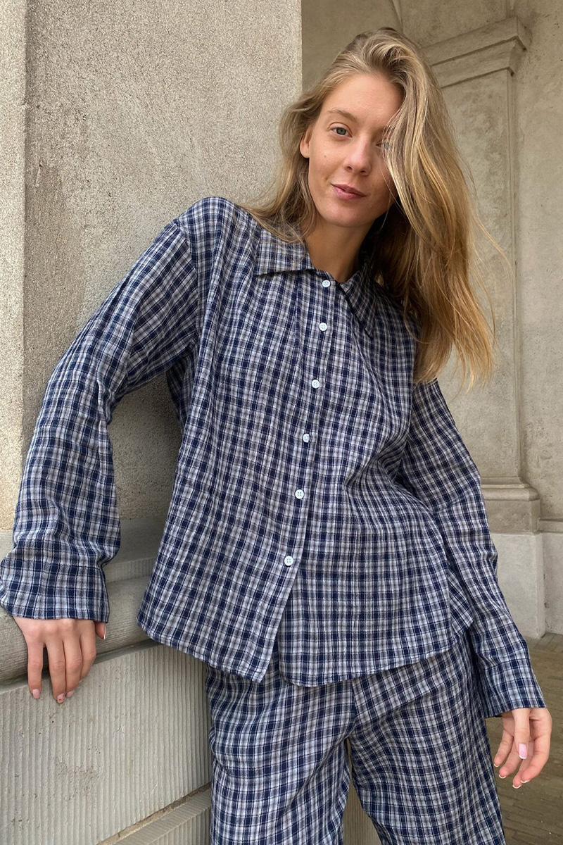 Tinsi Shirt Check Grey/Navy