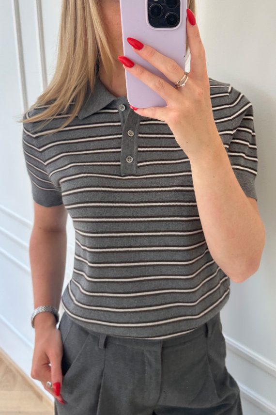 Aduna Polo Stripe Knit Grey