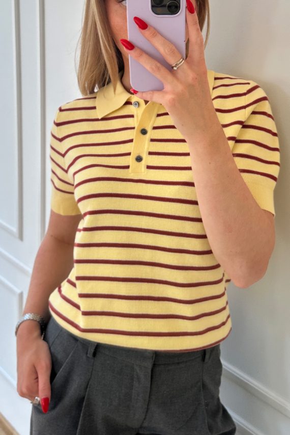 Aduna Polo Stripe Knit Yellow/Rust