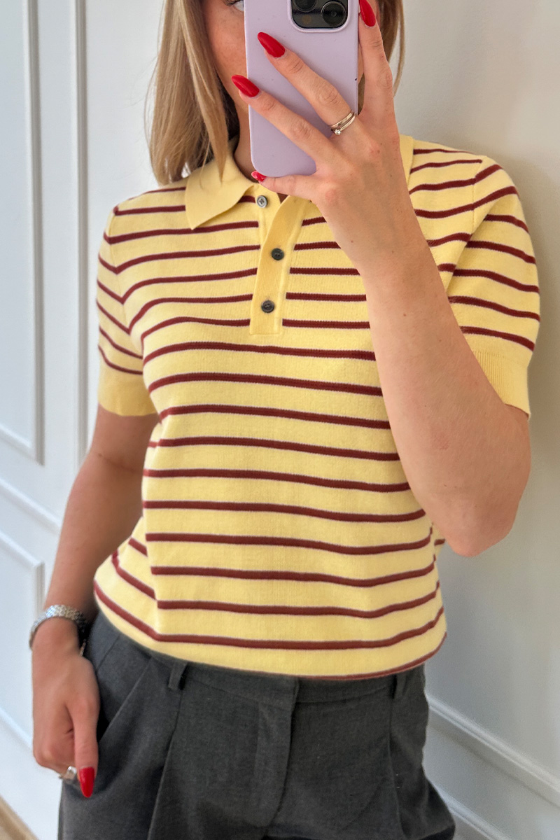 Aduna Polo Stripe Knit Yellow/Rust