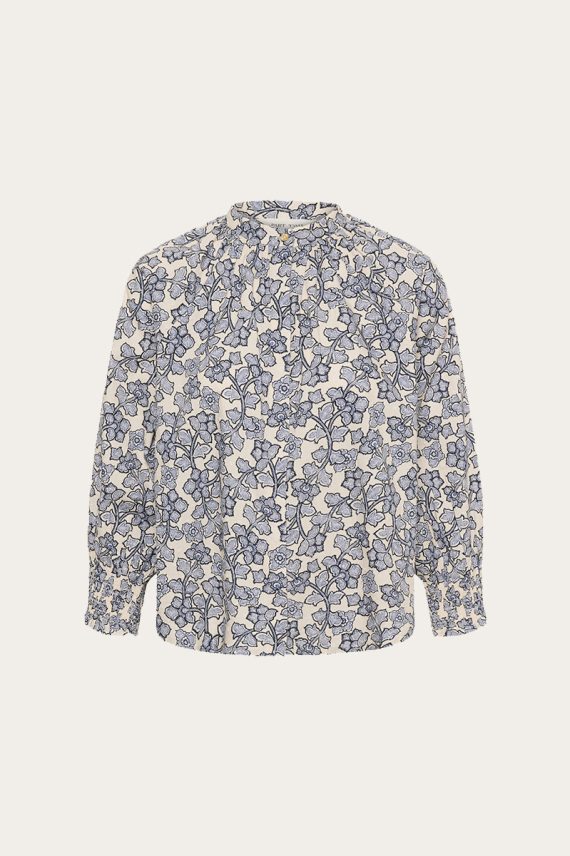 AlmeriPW Shirt Dark Navy Leaf Print