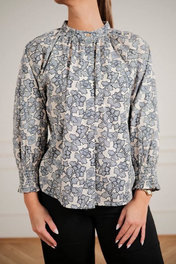 AlmeriPW Shirt Dark Navy Leaf Print