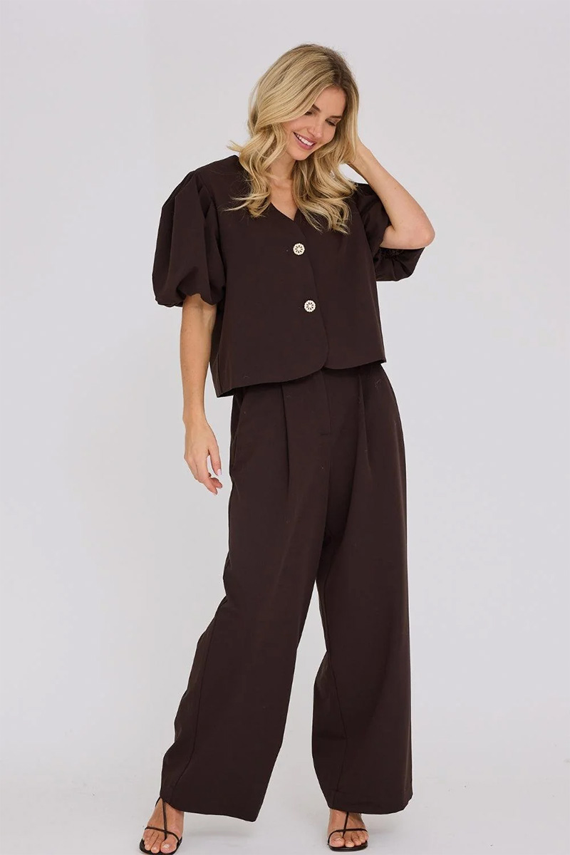 Christina Pearl Jacket Dark Brown - Bilde 2