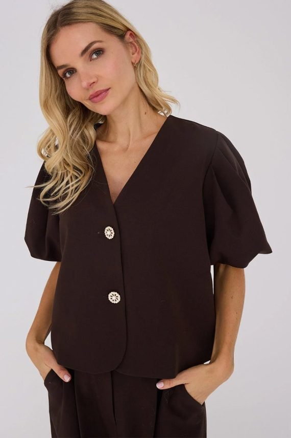 Christina Pearl Jacket Dark Brown