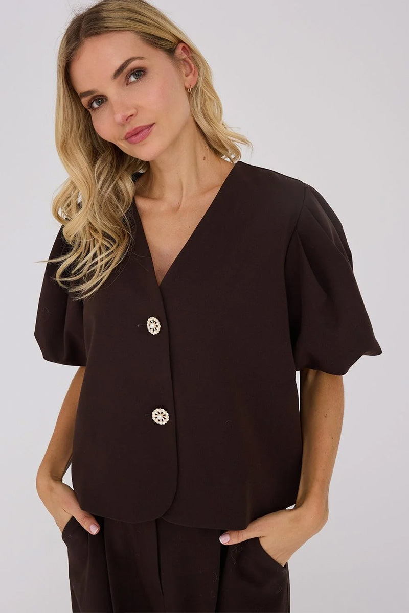 Christina Pearl Jacket Dark Brown