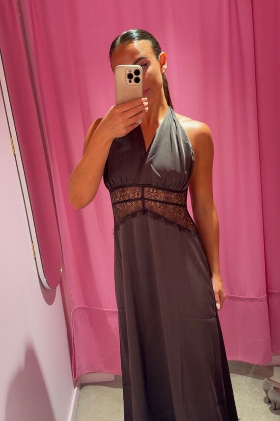 Jasine Heavy Sateen Dress Dark Brown