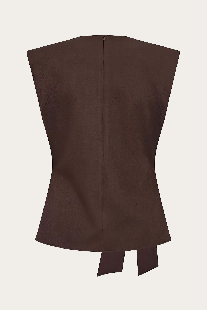 LunaCC Pleat Top Dark Brown - Bilde 3