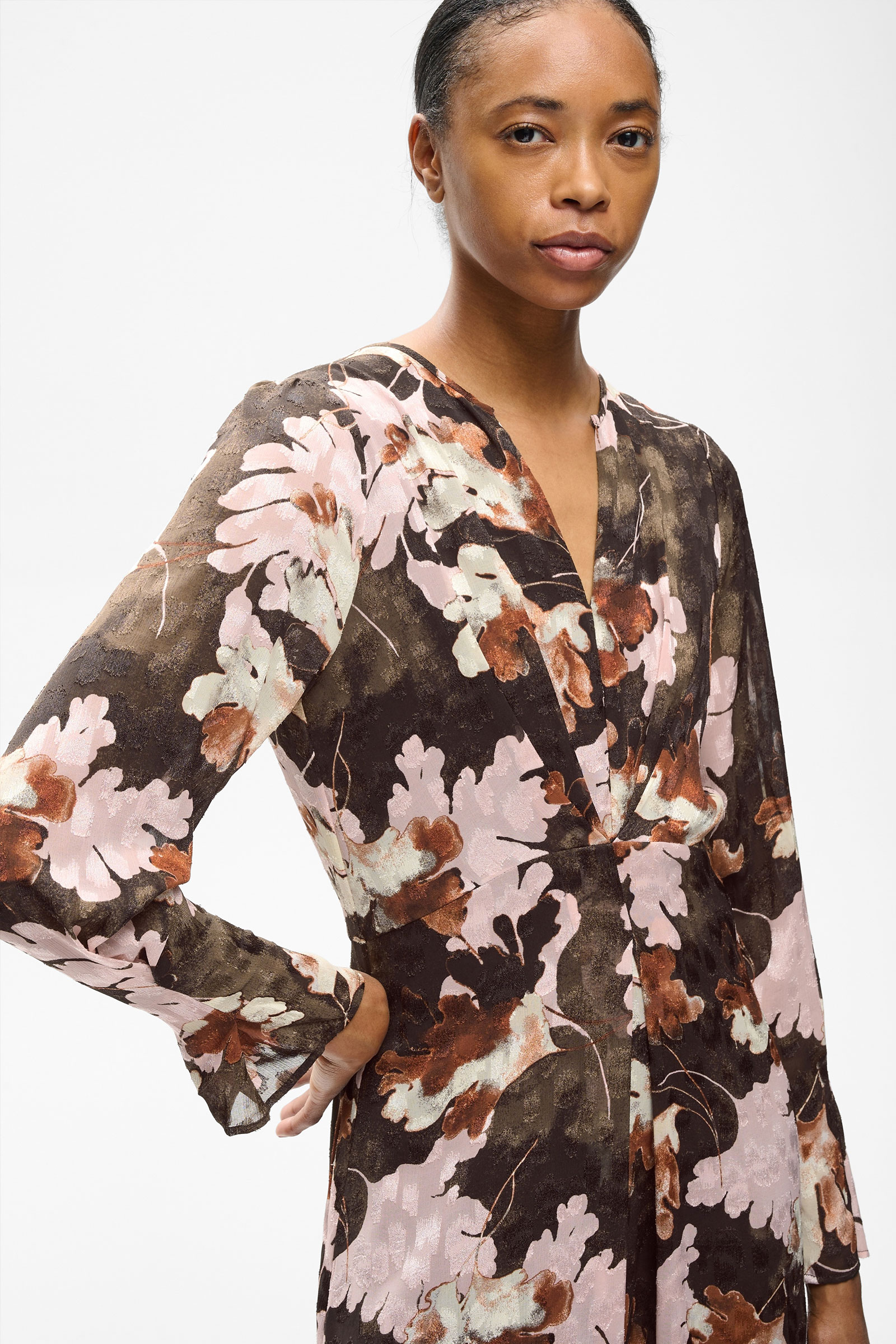 MasonIW Dress, Brown W Pink Pall Leaves - Bilde 2