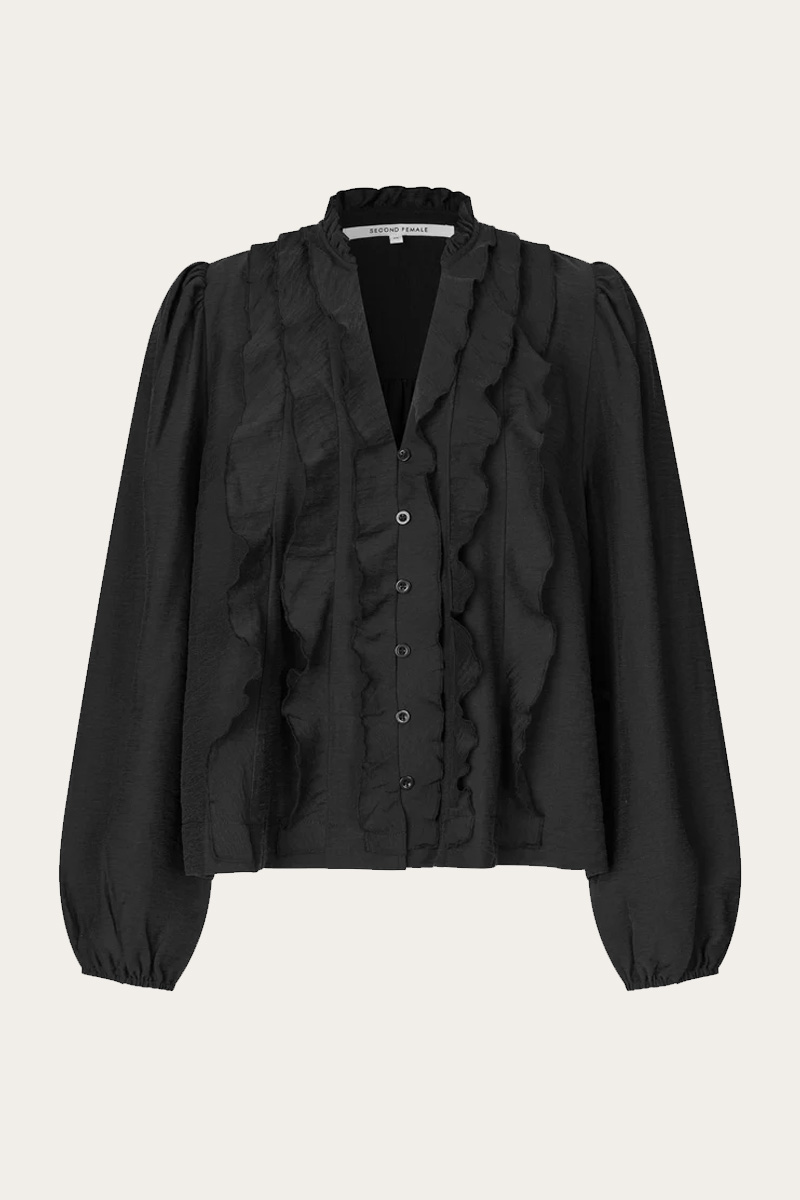 Rayna Frill Blouse Black - Bilde 2