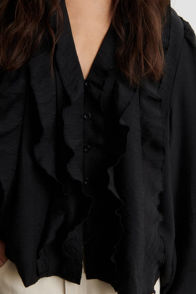 Rayna Frill Blouse Black - Bilde 3