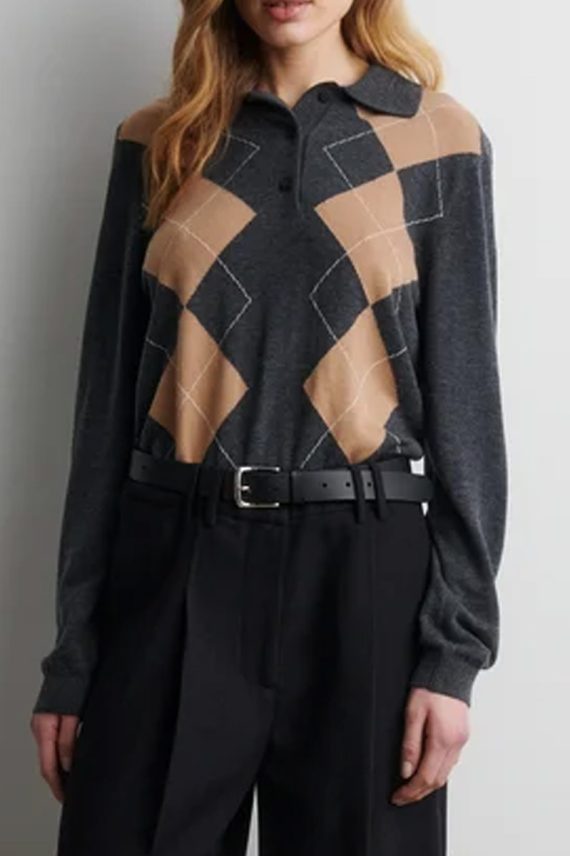 Shailene Knit Polo Dark Grey Melange