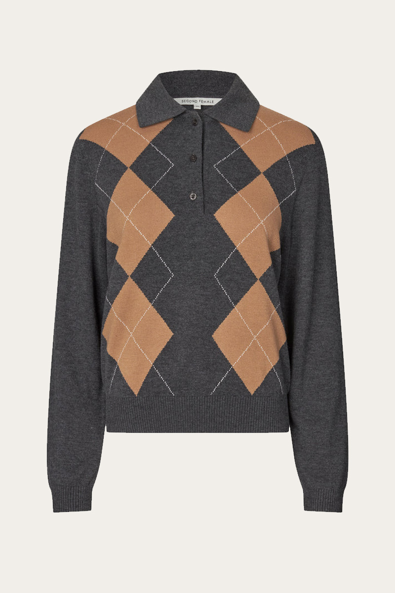 Shailene Knit Polo Dark Grey Melange - Bilde 3