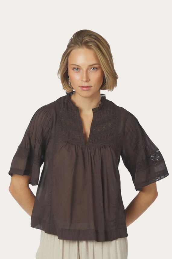 Siama S Voile Blouse Dark Brown