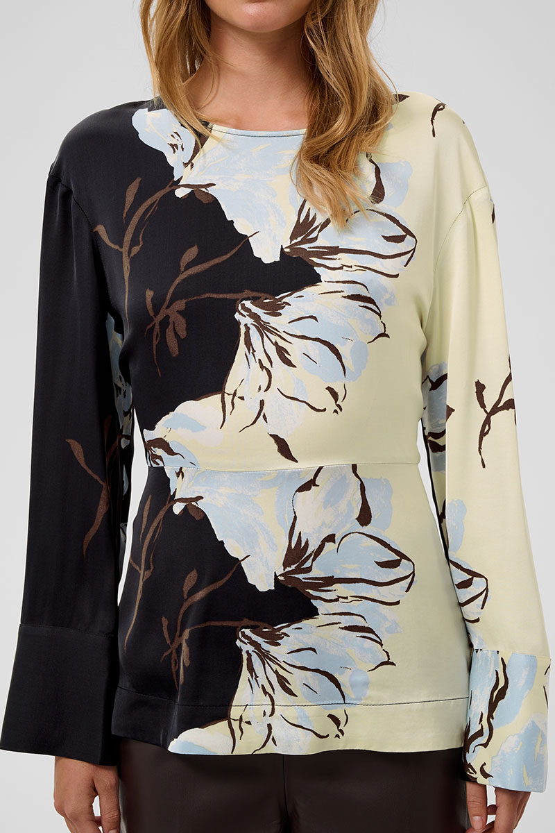 SLCinna Peplum Blouse Pistachio and Black Floral