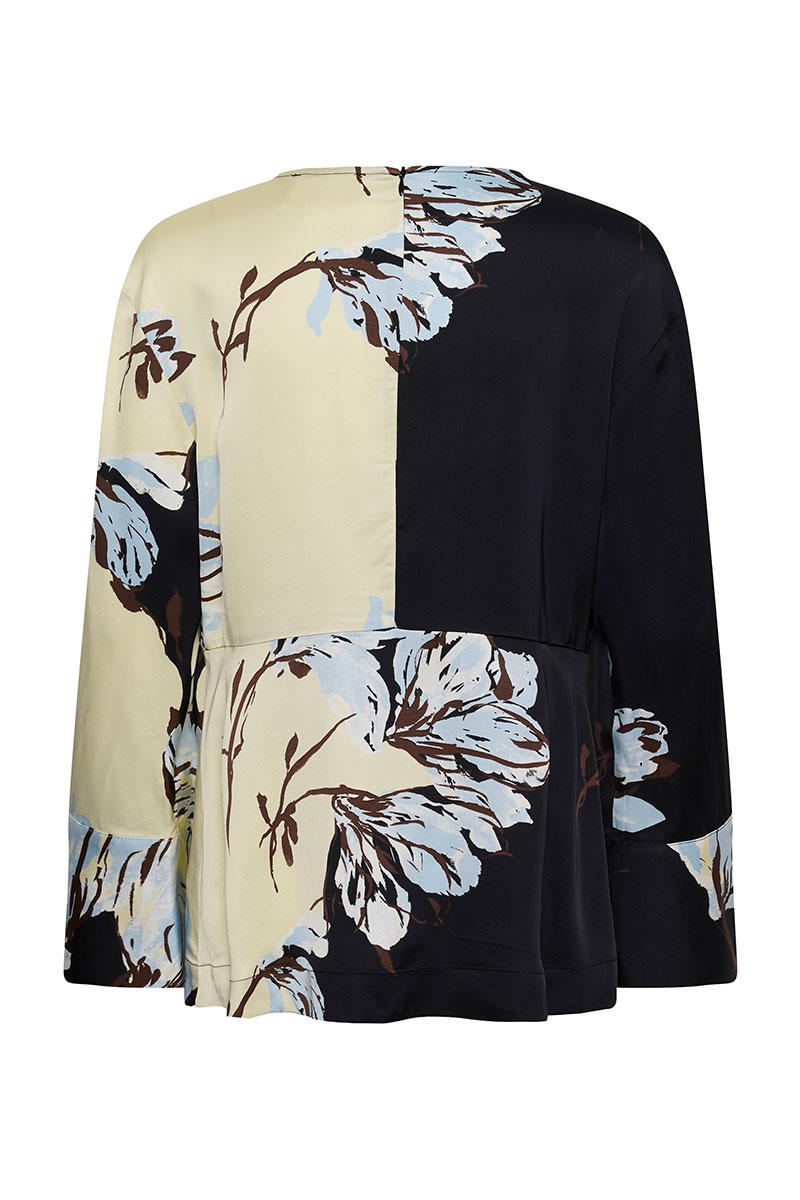 SLCinna Peplum Blouse Pistachio and Black Floral - Bilde 4