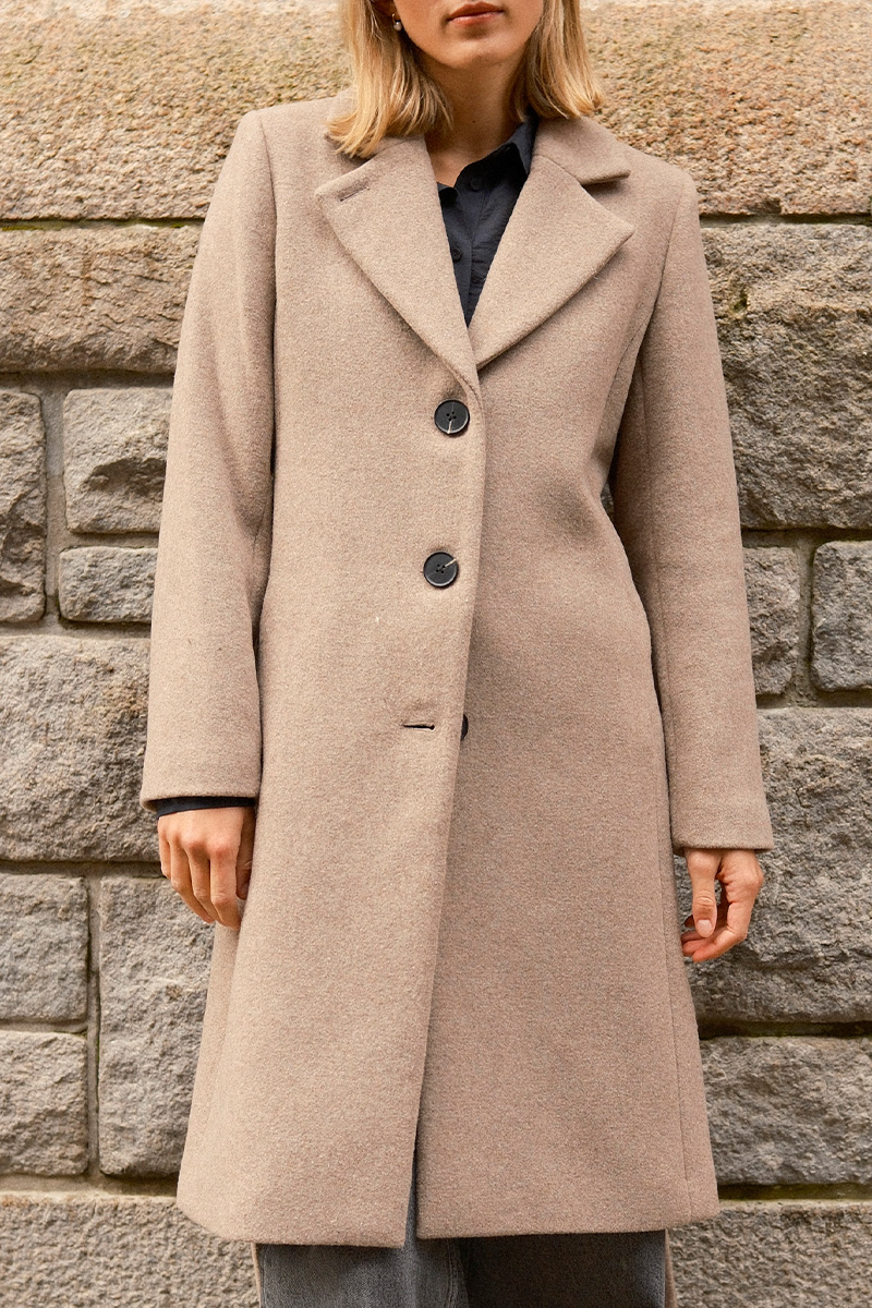 ZorahIW Classic Coat Sandy Grey Melange - Bilde 3