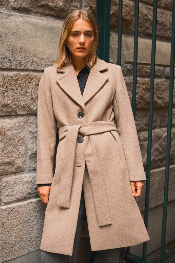 ZorahIW Classic Coat Sandy Grey Melange