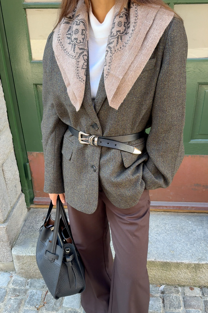 Adelina Paisley Knit Scarf Beige Melange - Bilde 2