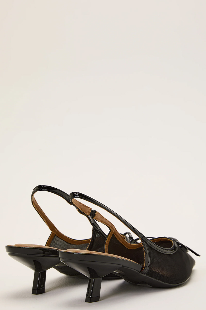 Biakristin Kitten Heel Bow Slingback Mesh Black - Bilde 2