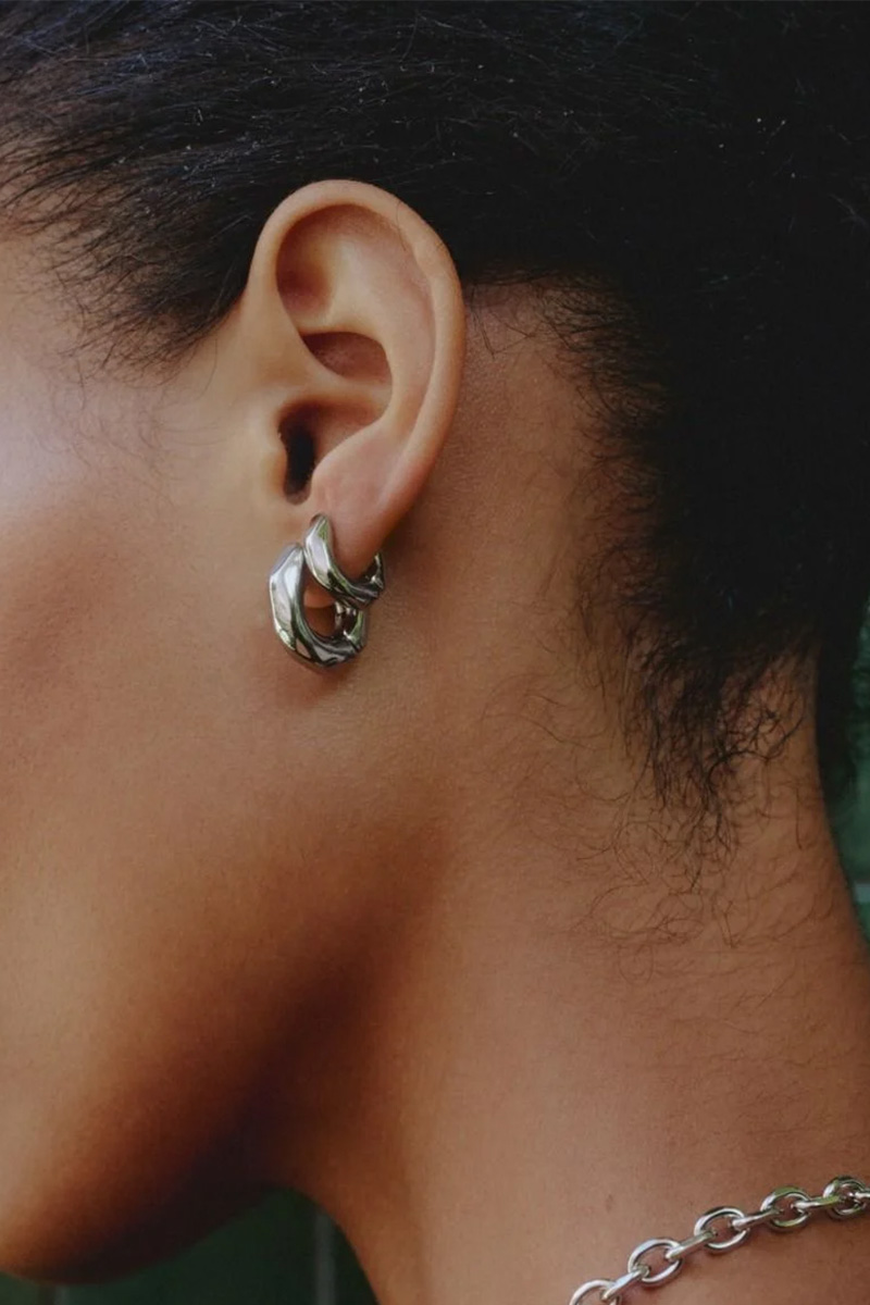 Crystalite Hoops L Silver
