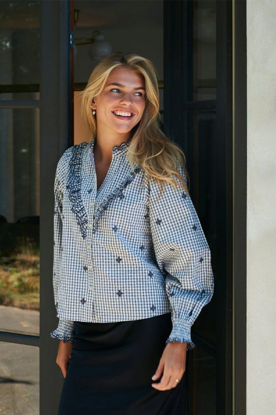 Degas Check Blouse Grey