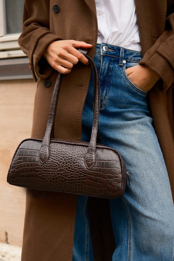 EdenaMBG Bag Croco Espresso Brown