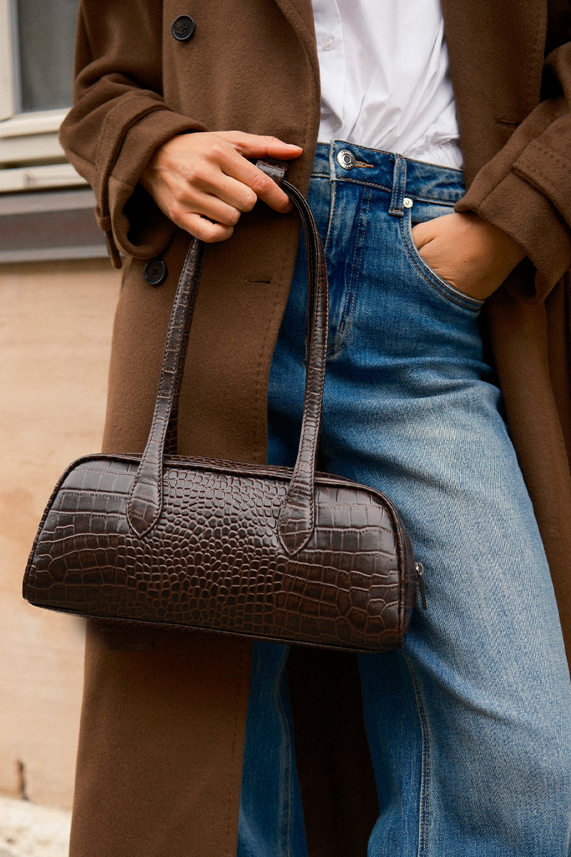 EdenaMBG Bag Croco Espresso Brown