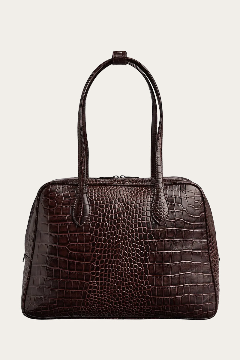 ElaraMBG Work Bag Croco Espresso Brown - Bilde 2